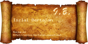 Iszlai Bertalan névjegykártya