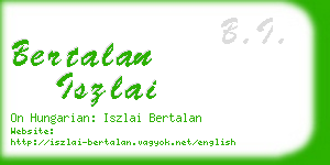 bertalan iszlai business card